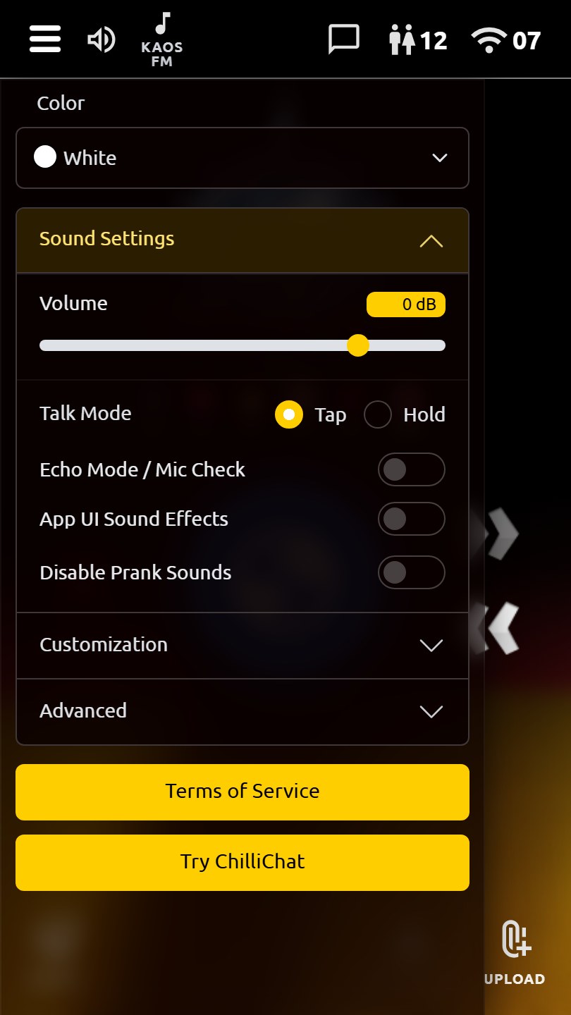 Sound settings