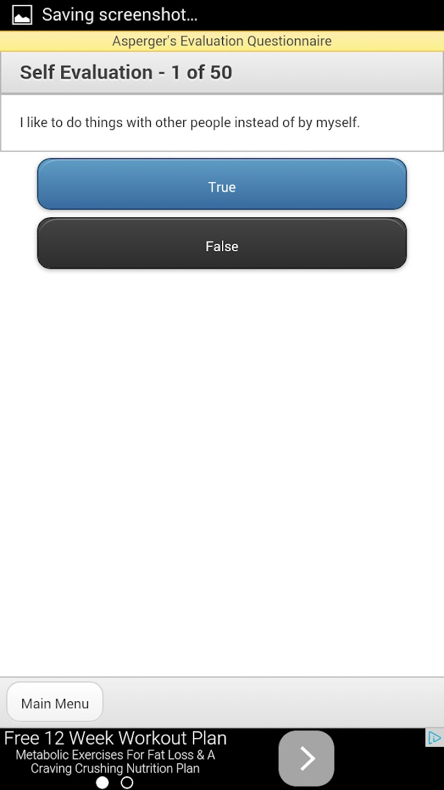 Asperger's Screening / Evaluation / Test screenshot 2