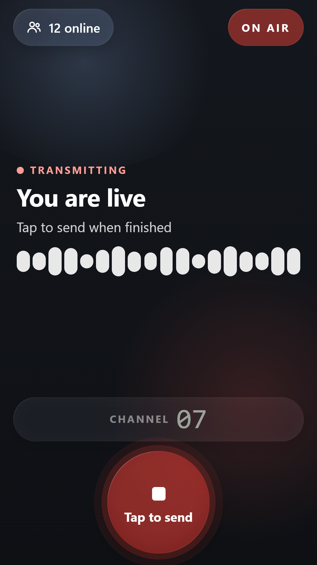 Transmitting with tap to send